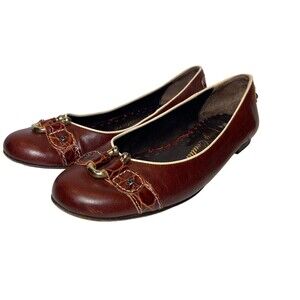 Juicy Couture Flats Brown Y2K Horseshoe Buckle Croc Embossed 90's Style 8.5